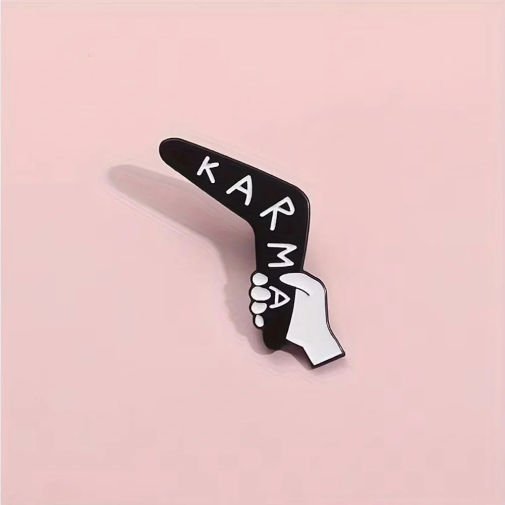 Black and White Karma Boomerang Pin - Picture 1 of 4
